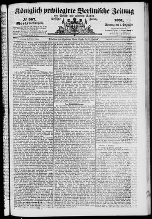 Königlich privilegirte Berlinische Zeitung von Staats- und gelehrten Sachen vom 05.12.1881