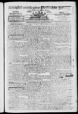 Königlich privilegirte Berlinische Zeitung von Staats- und gelehrten Sachen vom 07.12.1881