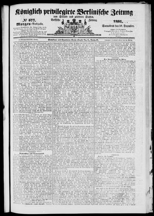 Königlich privilegirte Berlinische Zeitung von Staats- und gelehrten Sachen on Dec 10, 1881
