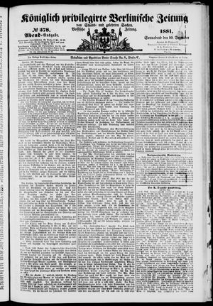 Königlich privilegirte Berlinische Zeitung von Staats- und gelehrten Sachen on Dec 10, 1881