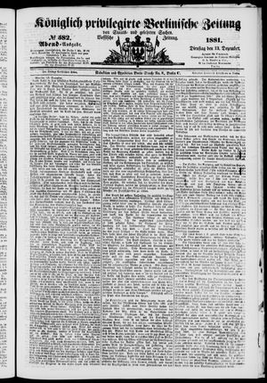 Königlich privilegirte Berlinische Zeitung von Staats- und gelehrten Sachen on Dec 13, 1881