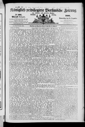 Königlich privilegirte Berlinische Zeitung von Staats- und gelehrten Sachen on Dec 15, 1881