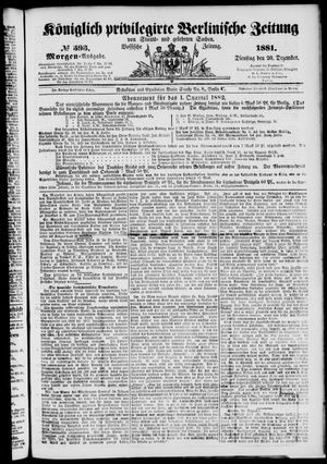 Königlich privilegirte Berlinische Zeitung von Staats- und gelehrten Sachen vom 20.12.1881