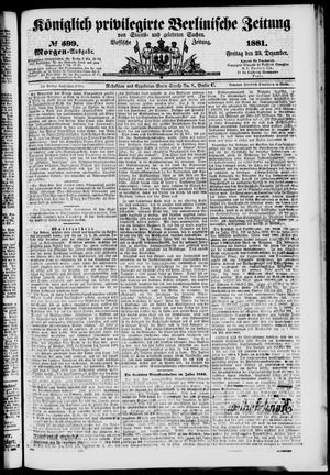 Königlich privilegirte Berlinische Zeitung von Staats- und gelehrten Sachen vom 23.12.1881