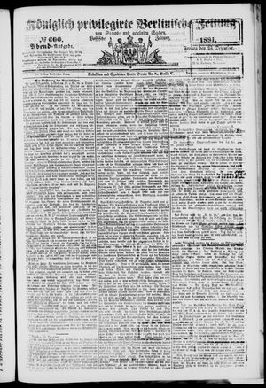 Königlich privilegirte Berlinische Zeitung von Staats- und gelehrten Sachen vom 23.12.1881