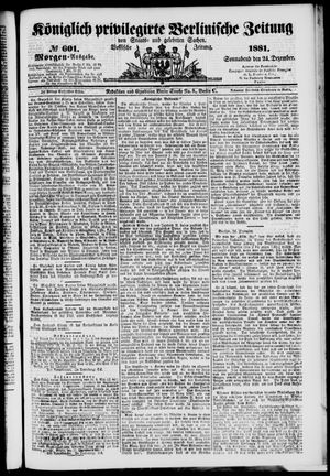 Königlich privilegirte Berlinische Zeitung von Staats- und gelehrten Sachen vom 24.12.1881