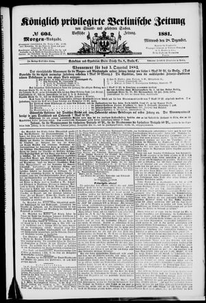 Königlich privilegirte Berlinische Zeitung von Staats- und gelehrten Sachen vom 28.12.1881
