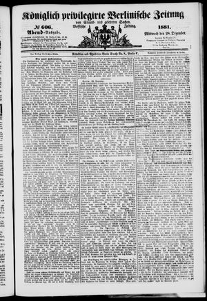 Königlich privilegirte Berlinische Zeitung von Staats- und gelehrten Sachen vom 28.12.1881
