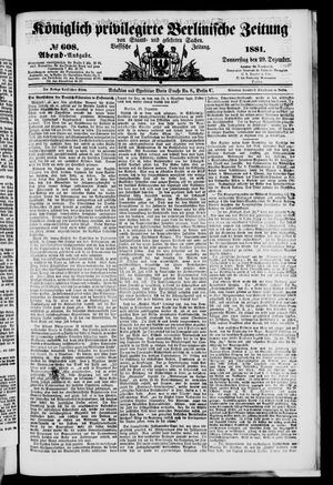 Königlich privilegirte Berlinische Zeitung von Staats- und gelehrten Sachen vom 29.12.1881