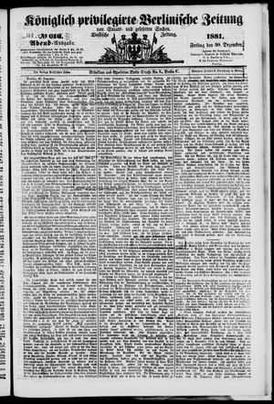 Königlich privilegirte Berlinische Zeitung von Staats- und gelehrten Sachen vom 30.12.1881