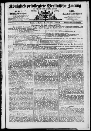 Königlich privilegirte Berlinische Zeitung von Staats- und gelehrten Sachen vom 31.12.1881