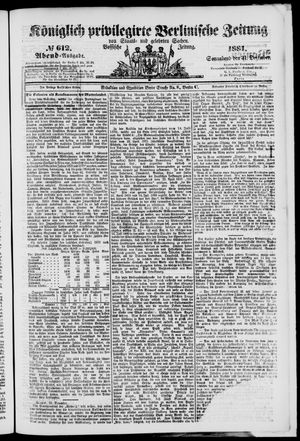 Königlich privilegirte Berlinische Zeitung von Staats- und gelehrten Sachen vom 31.12.1881
