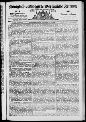 Königlich privilegirte Berlinische Zeitung von Staats- und gelehrten Sachen vom 10.01.1882