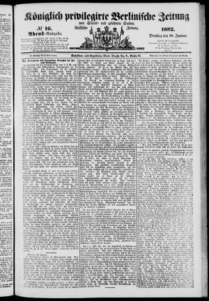 Königlich privilegirte Berlinische Zeitung von Staats- und gelehrten Sachen vom 10.01.1882