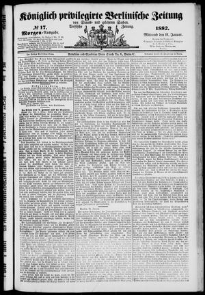 Königlich privilegirte Berlinische Zeitung von Staats- und gelehrten Sachen vom 11.01.1882