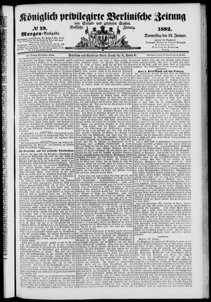 Königlich privilegirte Berlinische Zeitung von Staats- und gelehrten Sachen vom 12.01.1882