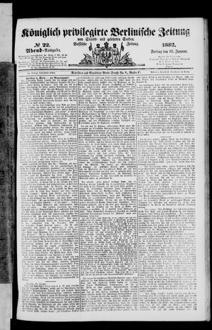 Königlich privilegirte Berlinische Zeitung von Staats- und gelehrten Sachen vom 13.01.1882