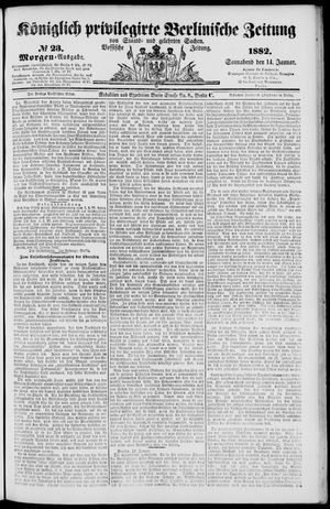 Königlich privilegirte Berlinische Zeitung von Staats- und gelehrten Sachen vom 14.01.1882