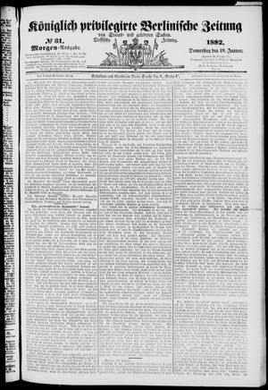 Königlich privilegirte Berlinische Zeitung von Staats- und gelehrten Sachen vom 19.01.1882