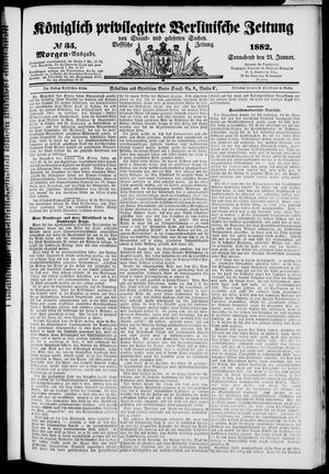 Königlich privilegirte Berlinische Zeitung von Staats- und gelehrten Sachen vom 21.01.1882