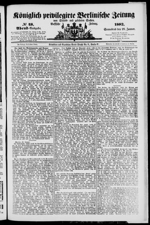 Königlich privilegirte Berlinische Zeitung von Staats- und gelehrten Sachen on Jan 28, 1882