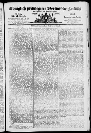 Königlich privilegirte Berlinische Zeitung von Staats- und gelehrten Sachen vom 02.02.1882