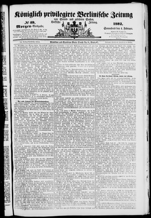 Königlich privilegirte Berlinische Zeitung von Staats- und gelehrten Sachen on Feb 4, 1882
