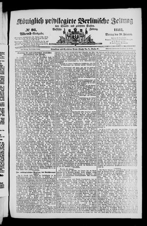 Königlich privilegirte Berlinische Zeitung von Staats- und gelehrten Sachen vom 20.02.1882