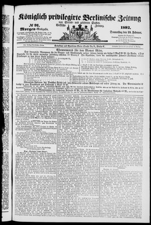 Königlich privilegirte Berlinische Zeitung von Staats- und gelehrten Sachen vom 23.02.1882