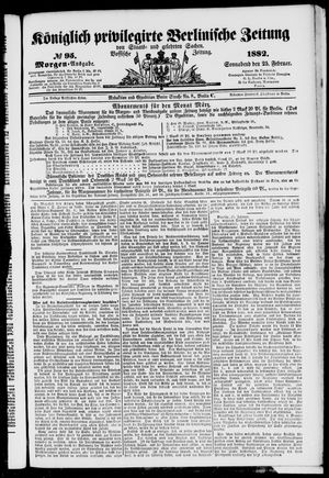 Königlich privilegirte Berlinische Zeitung von Staats- und gelehrten Sachen on Feb 25, 1882