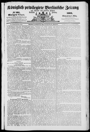 Königlich privilegirte Berlinische Zeitung von Staats- und gelehrten Sachen on Mar 1, 1882