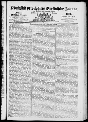 Königlich privilegirte Berlinische Zeitung von Staats- und gelehrten Sachen on Mar 7, 1882