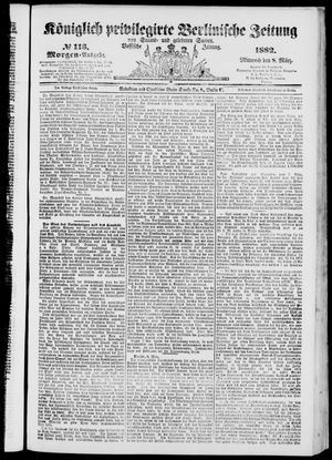 Königlich privilegirte Berlinische Zeitung von Staats- und gelehrten Sachen on Mar 8, 1882