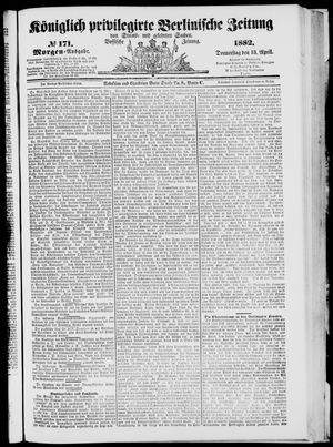 Königlich privilegirte Berlinische Zeitung von Staats- und gelehrten Sachen vom 13.04.1882