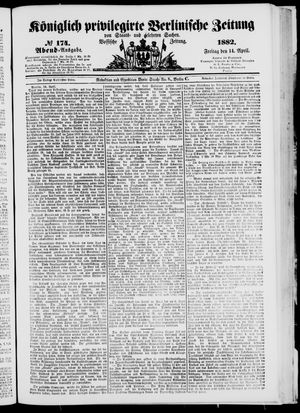 Königlich privilegirte Berlinische Zeitung von Staats- und gelehrten Sachen vom 14.04.1882