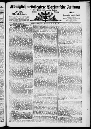 Königlich privilegirte Berlinische Zeitung von Staats- und gelehrten Sachen on Apr 20, 1882