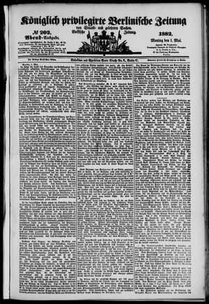 Königlich privilegirte Berlinische Zeitung von Staats- und gelehrten Sachen on May 1, 1882