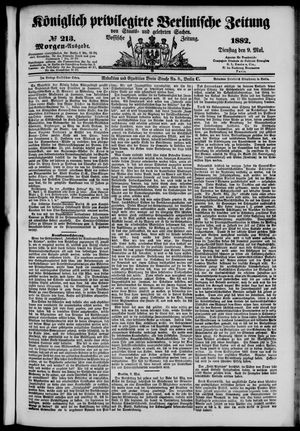 Königlich privilegirte Berlinische Zeitung von Staats- und gelehrten Sachen on May 9, 1882