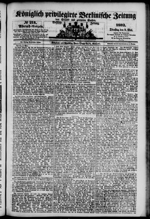 Königlich privilegirte Berlinische Zeitung von Staats- und gelehrten Sachen vom 09.05.1882
