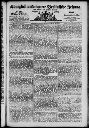 Königlich privilegirte Berlinische Zeitung von Staats- und gelehrten Sachen vom 11.05.1882