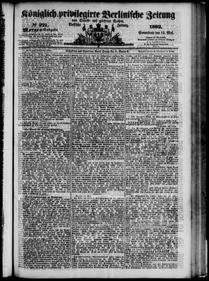 Königlich privilegirte Berlinische Zeitung von Staats- und gelehrten Sachen vom 13.05.1882