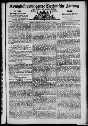 Königlich privilegirte Berlinische Zeitung von Staats- und gelehrten Sachen on May 25, 1882