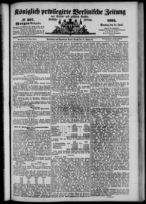 Königlich privilegirte Berlinische Zeitung von Staats- und gelehrten Sachen vom 11.06.1882
