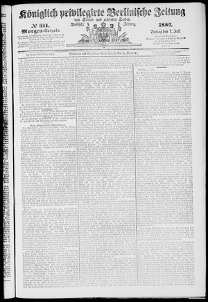 Königlich privilegirte Berlinische Zeitung von Staats- und gelehrten Sachen vom 07.07.1882