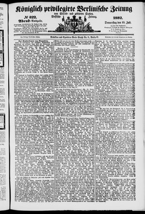 Königlich privilegirte Berlinische Zeitung von Staats- und gelehrten Sachen on Jul 13, 1882