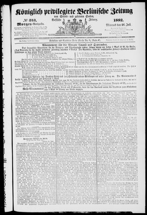 Königlich privilegirte Berlinische Zeitung von Staats- und gelehrten Sachen on Jul 26, 1882