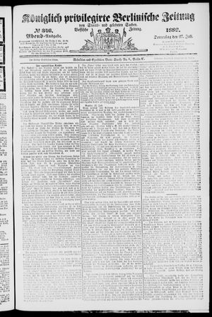 Königlich privilegirte Berlinische Zeitung von Staats- und gelehrten Sachen vom 27.07.1882