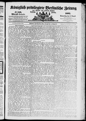 Königlich privilegirte Berlinische Zeitung von Staats- und gelehrten Sachen on Aug 3, 1882