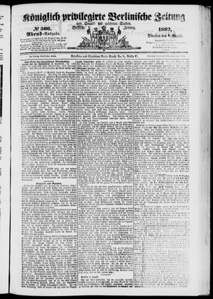 Königlich privilegirte Berlinische Zeitung von Staats- und gelehrten Sachen on Aug 8, 1882