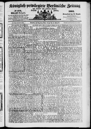 Königlich privilegirte Berlinische Zeitung von Staats- und gelehrten Sachen vom 12.08.1882